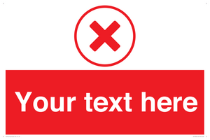 Custom red background, red cross in circle sign